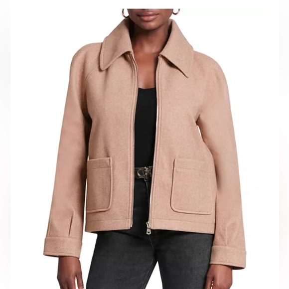 Bagatelle Collection Cropped Camel Tan Zip Front Short Jacket Coat Size M - Picture 1 of 10